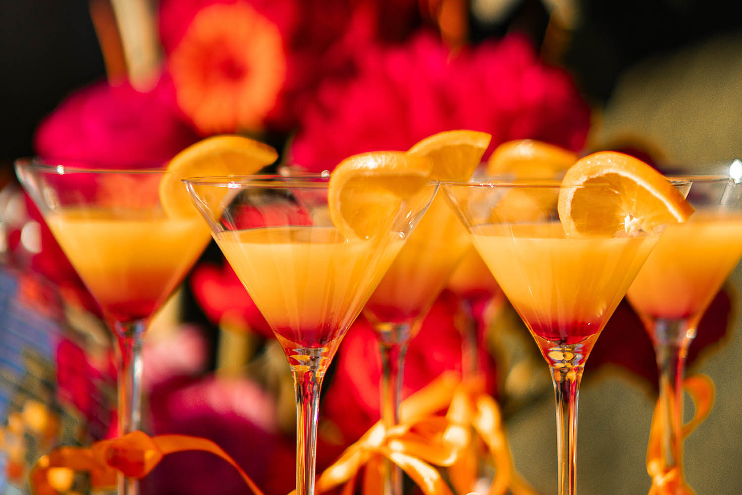 cocktails de mariage colorés aux agrumes